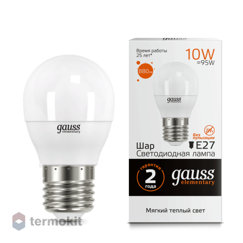 Лампа Gauss Elementary LED Globe, 10W, E27, 3000K