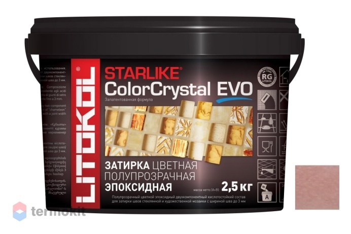 Затирка Litokol эпоксидная Starlike Color Crystal Evo S.830 Rosa Kyoto 2,5кг
