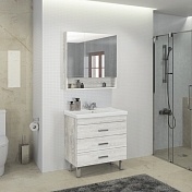 Тумба с раковиной COMFORTY Никосия-80Н напольная дуб белый 00004142204