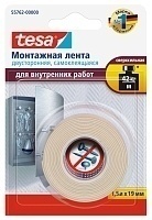 Tesa Двусторонняя монтажная лента для внутренних работ белая 1,5 м × 19 мм