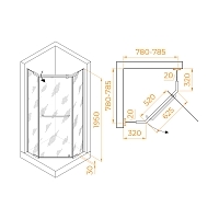 Душевой уголок RGW Passage PA-081B 1950x800x800 (матовое стекло) черный 35088188-24