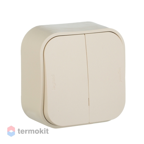 Переключатель проходной двухклавишный Legrand Quteo Легранд Кутео слоновая кость 782232