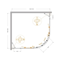 Душевой уголок Cezares Molveno 1950x1300x1200 брашированное золото MOLVENO-RH-22-130/120-C-BORO-IV