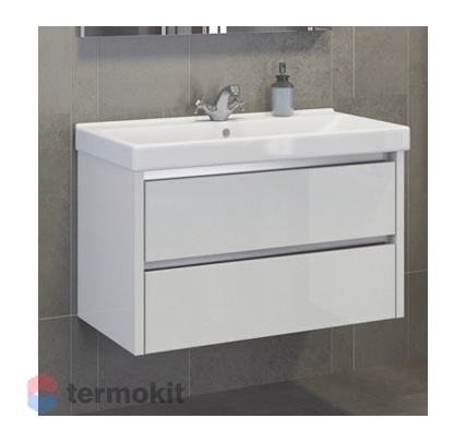 Тумба с раковиной Comforty Дублин-90 подвесная белый глянец 00004142207