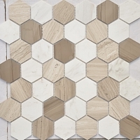 Мозаика Caramelle Mosaic Pietrine Hexagonal Pietra Mix 3 Mat Hex (1,8x3) 29,5x30,5