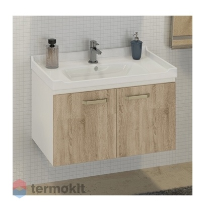 Тумба с раковиной Comforty Рига-80 подвесная дуб сонома 00004139026