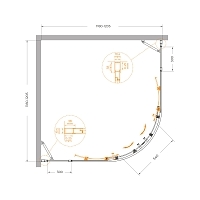 Душевой уголок Cezares Molveno 1950x1200x1200 (рифленое стекло) хром MOLVENO-R-22-90+30-P-Cr