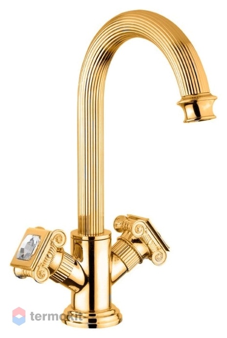 Смеситель для раковины Cezares Olimp золото, ручка Swarovski OLIMP-LS2-03/24-Sw