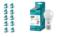 Лампа светодиодная IEK ECO A60 шар 20Вт 230В 4000К E27, 10 шт.