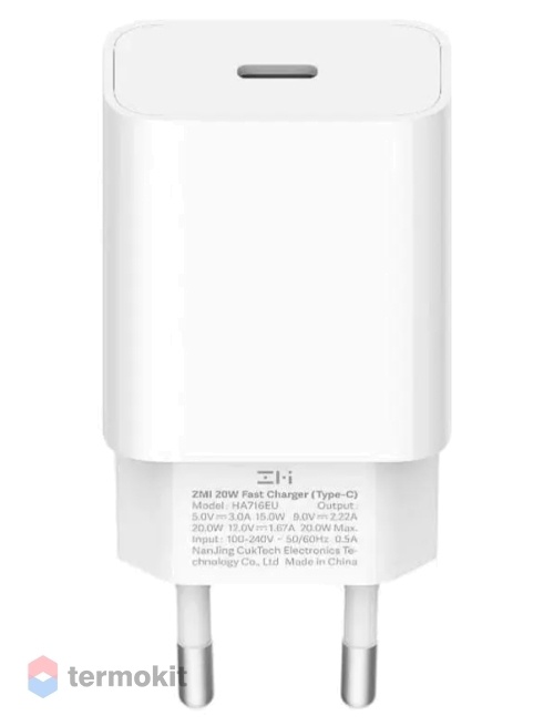 Сетевой адаптер Xiaomi ZMI TypeC MFI 20W QC 3.0 PD Apple QC charger EU (HA716) White EU