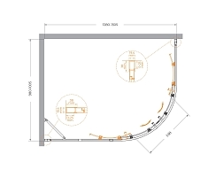 Душевой уголок Cezares Molveno 1950x1300x1000 оружейная сталь MOLVENO-RH-2-130/100-C-GM-IV
