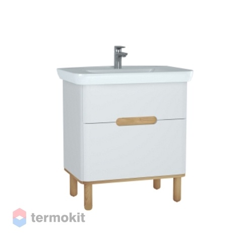 Тумба с раковиной VitrA Sento 65 напольная белый матовый/дерево 60822