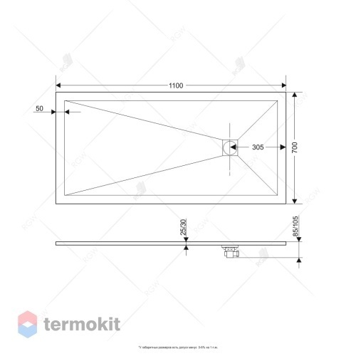 Душевой поддон RGW Stone Tray ST-G 1100х700х25 графит 16152711-02