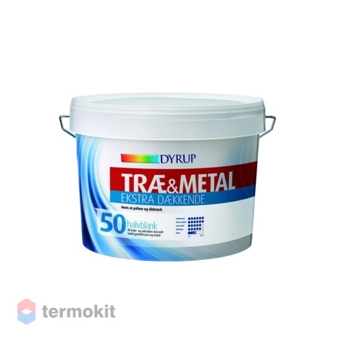 Dyrup Trae & Metal Ekstra Daekkende 50, Износостойкая эмаль на водной основе для дерева и металла, База C, 2,25л