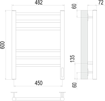 Электрический полотенцесушитель Terminus Аврора П6 450x600 КС 9005 матовый