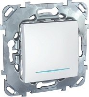 Выключатель кнопочный с подсветкой Schneider Electric UNICA белый MGU5.206.18NZD