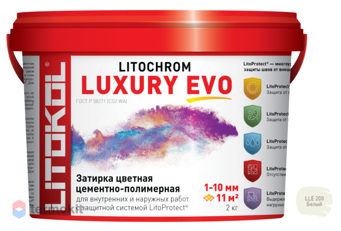 Затирка Litokol цементная Litochrom 1-10 Luxury Evo LLE.200 белый 2кг