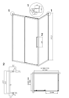 Душевой уголок Grossman Cosmo 1950x1100x1000 (стекло шиншилла) левый черный матовый 120.K33.02.1110.21.02