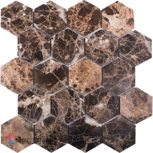 Мозаика из нат. мрамора Starmosaic Hexagon Dark Emperador Polished (JMST6303P) 28,2х26 (6,3x6,3)
