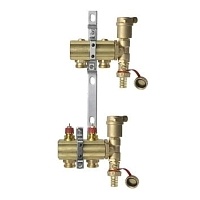 Комплект коллекторов Danfoss FHF-2 set из латуни с кронштейнами и воздухоотводчиками, 2 контура