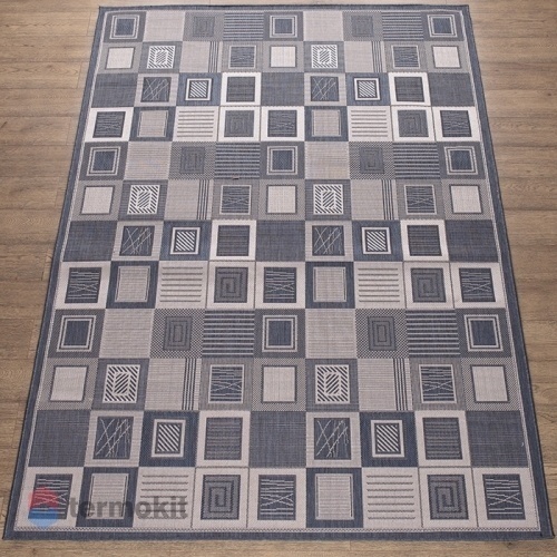 Ковёр Kitroom Флурлюкс (Сизаль) 100x200 прямоугольный серый/синий 51404 50622