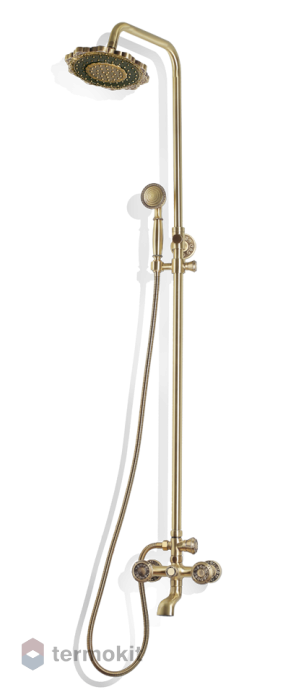 Душевая система со смесителем, верхним и ручным душем Bronze de Luxe короткий излив (10см), лейка двойной цветок, 10121DF/1