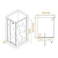 Душевой уголок RGW Passage PA-44B (PA-02B + Z-050-1B) 1850x800x1000 черный 41084480-014