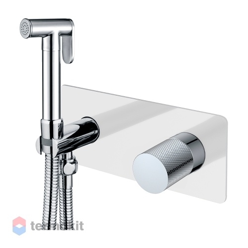 Встраиваемый смеситель с гигиеническим душем Boheme Stick white touch chrome 127-WCR.2