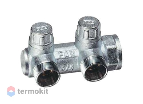 Far Запорный концевой коллектор ВР 3/4" с 2 отводами 1/2" FK 3859 3412