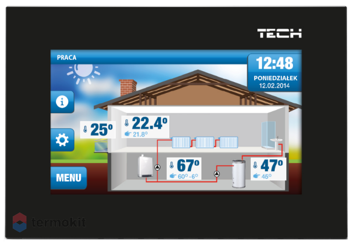 TECH Проводной комнатный терморегулятор со связью OpenTherm ST-2801