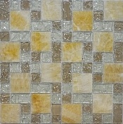 Мозаика стеклянная с камнем Q-Stones QSG-081-FP/8 29,8х29,8