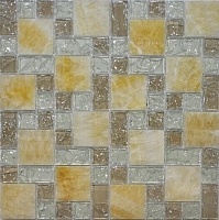 Мозаика стеклянная с камнем Q-Stones QSG-081-FP/8 29,8х29,8