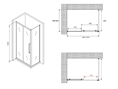 Душевой уголок ABBER Schwarzer Diamant 1950x1000x500 черный AG30100BH-S50B