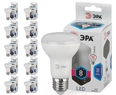 Лампа светодиодная ЭРА LED R63-8W-840-E27 диод, рефлектор, 8Вт, нейтр, E27, 10 шт