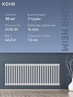 Стальной трубчатый радиатор Kohr Heim 3050/30 секций с боковым подключением 3/4