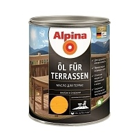 Лессирующий состав Alpina Oel fuer Terrassen Hell, Масло для террас и садовой мебели, светлый тон, 0,75 л