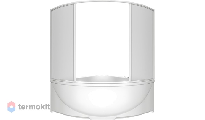 Шторка на ванну BAS 1600x1450 (матовое стекло) белый ШТ00027