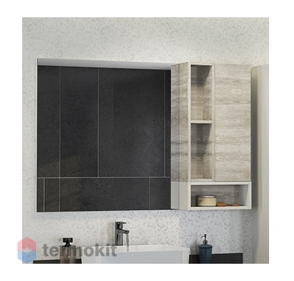 Зеркальный шкаф COMFORTY Прага-120 дуб белый 00004136262