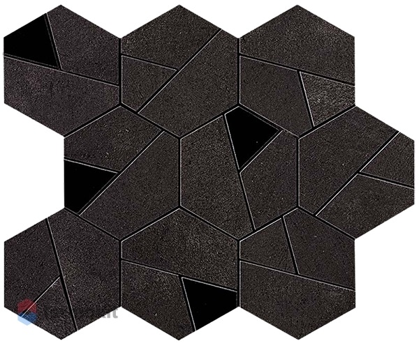 Керамическая плитка Atlas Concorde Boost Tarmac Mosaico Hex Black (AN7B) мозаика 25x28,5