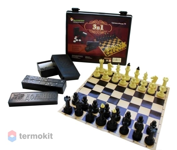 Игра 3 в 1 шашки, домино, шахматы 03-039