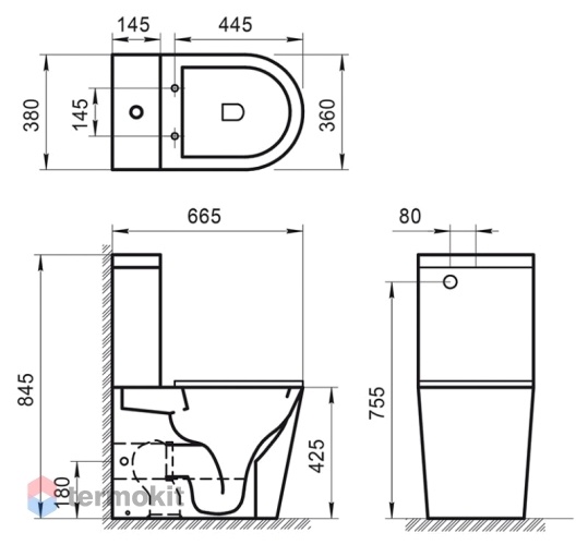 Чаша унитаза напольная BelBagno SFERA-R без бачка и сиденья BB2141CPR