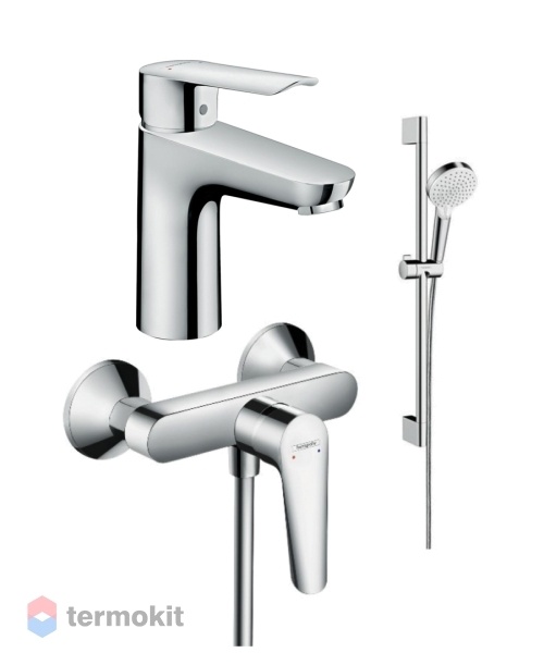 Комплект смесителей для душа и раковины Hansgrohe Logis E100d с душевым гарнитуром 71178000+71610000+26532400