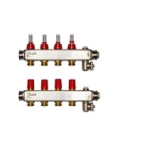 Коллектор Danfoss SSM-4F из нержавеющей стали с расходомерами, 4 контура