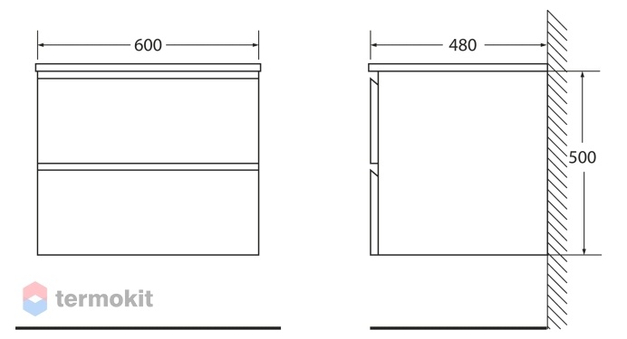 База под раковину Belbagno LUCE подвесная 60 LUCE-600-2C-SO-PT Stone