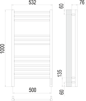 Электрический полотенцесушитель Terminus Аврора П12 500х1000 ТЭН Пр.