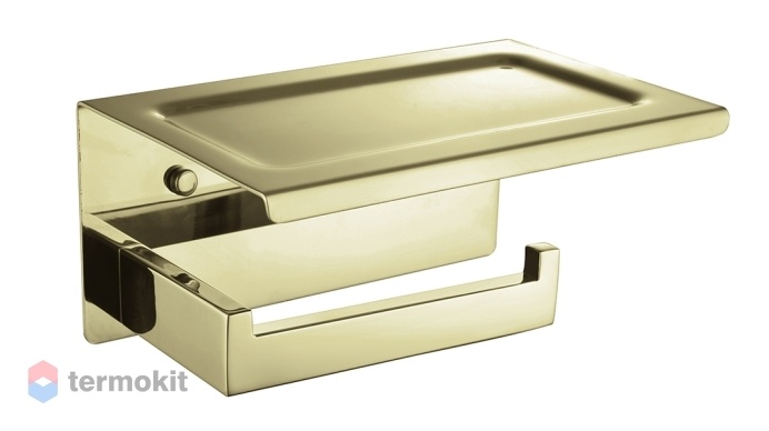 Держатель туалетной бумаги Boheme New Venturo с полочкой золото 10311-G