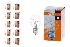 Лампа накаливания Osram CLAS A прозрачная 60W E27, 10 шт.