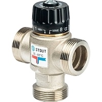 STOUT Термостатический смесительный клапан для систем отопления и ГВС 1&quot; НР 30-65°С KV 1,8
