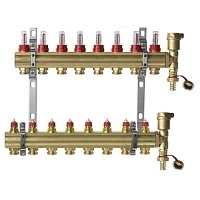 Комплект коллекторов Danfoss FHF-8F set из латуни, 8 контуров