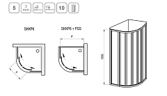Душевой уголок Ravak Supernova SKKP6 1950x800x800 (витраж Grape) белый 3204O102ZG